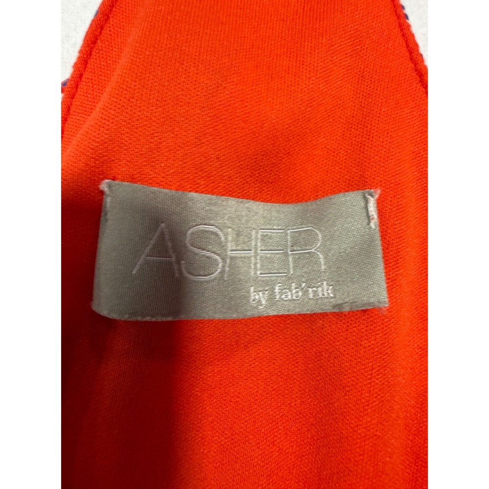 Asher by fab'rik Red Abstract Print Mini Dress Sleeveless Tie Back Small - Picture 5 of 7